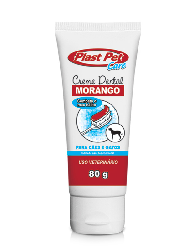 Creme Dental Plast Pet Care - Morango 80g