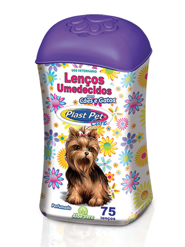 Leços Umidecidos Plast Pet Care Aloe Vera 75pçs